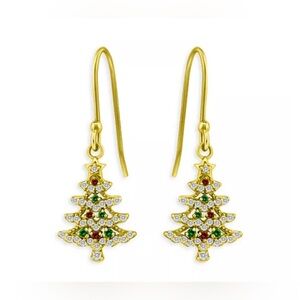 Aqua Christmas Tree Drop Earrings - NWT